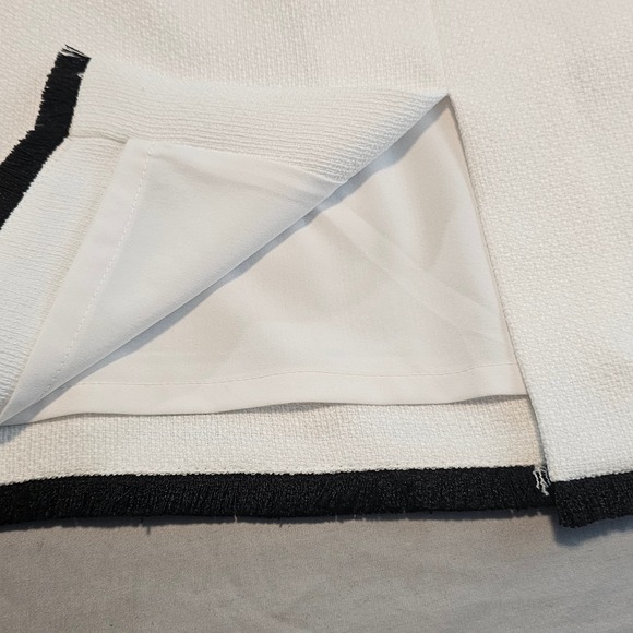 Preston & York 16 Nautical Glam Suzanne Tweed Knee Skirt White Black Hem 1076 - Picture 6 of 8